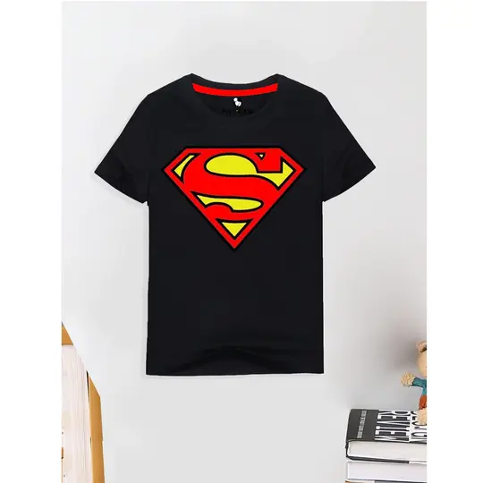 Superman Logo Printed T-Shirt for Kids – Official DC Comics Boys' Tee